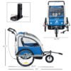 Aosom Elite 360 Swivel Bike Trailer for Kids Double Child Two-Wheel Bicycle Cargo Trailer With 2 Security Harnesses, Blue - Image 2
