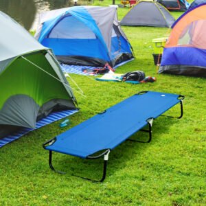 Outsunny Deluxe Folding Military-style Camping Cot - Blue