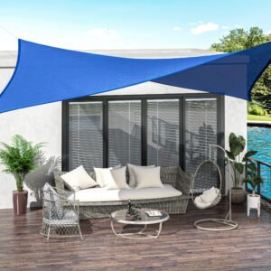 Outsunny 24ft Square Sun Sail Shade Canopy for Patio, UV Protection, Weather-Resistant in Blue | Aosom.com