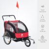 Aosom Elite Red 3-Wheel Bicycle Trailer for Kids, Safe Two-Child Carrier with Ample Storage & Safety Harnesses - Image 3