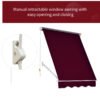 Outsunny 6' Drop Arm Manual Retractable Window Awning Sun Shade Shelter for Patio Balcony Outdoor, Aluminum, Wine Red - Image 5