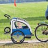 Aosom Elite 360 Swivel Bike Trailer for Kids Double Child Two-Wheel Bicycle Cargo Trailer With 2 Security Harnesses, Blue - Image 7
