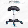 HOMCOM Hydraulic Swivel Rolling Stool, Adjustable Salon Tattoo Spa Chair in PU Leather Black for Professional Use | Aosom.com - Image 4