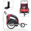 Aosom Elite Red 3-Wheel Bicycle Trailer for Kids, Safe Two-Child Carrier with Ample Storage & Safety Harnesses - Image 2