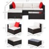 Outsunny 5-Piece Deluxe Rattan Outdoor Patio Furniture Set, Sectional Wicker Couch with Coffee Table - Cream White | Aosom.com - Image 2