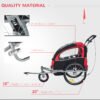 Aosom Elite 360 Swivel Double Child Red Bike Trailer, Secure Two-Wheel Bicycle Cargo Carrier with Safety Harnesses - Image 4