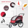 Aosom Elite 360 Swivel Double Child Red Bike Trailer, Secure Two-Wheel Bicycle Cargo Carrier with Safety Harnesses - Image 5