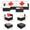 Outsunny 6-Piece White Rattan Couch Set, Outdoor Patio Wicker Furniture with Removable Cushions & Glass Coffee Table | Aosom.com - Image 2