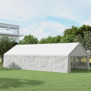 Outsunny Heavy Duty Carport Canopy 32x16ft Party/Wedding Tent White with Removable Sidewalls Outdoor | Aosom.com