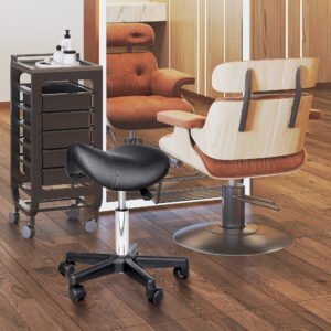 HOMCOM Hydraulic Swivel Rolling Stool, Adjustable Salon Tattoo Spa Chair in PU Leather Black for Professional Use | Aosom.com