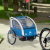 Aosom Elite 360 Swivel Bike Trailer for Kids Double Child Two-Wheel Bicycle Cargo Trailer With 2 Security Harnesses, Blue - Image 6