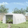 Outsunny 20' x 10' x 7' Walk-In Tunnel Greenhouse with Zippered Door & 8 Mesh Windows, Large Garden Green House Kit, Galvanized Steel Frame, White - Image 2