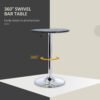 HOMCOM Bistro Bar Table 25", Round, Adjustable Height, Chrome Steel Base, for Home Bar, Kitchen, Dining - Black/Chrome | Aosom.com - Image 4
