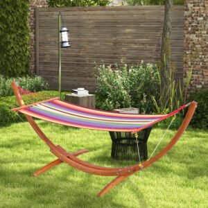 Outsunny Alfresco Relaxation Haven: 10' Rainbow Wood Hammock Stand for Patio Bliss | Aosom.com