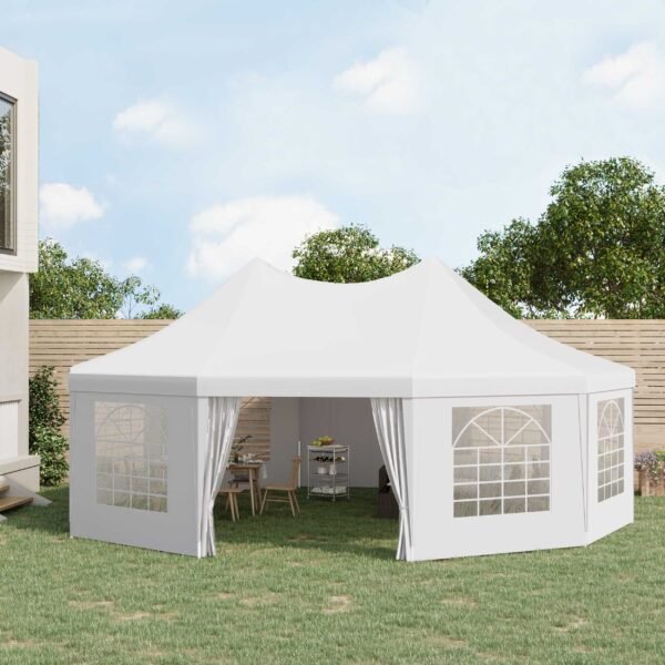 Outsunny 29’x20’ Large 10-Wall Outdoor Gazebo Tent, White - Open Floor, Weather-Protected Event Wedding Canopy | Aosom.com