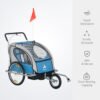 Aosom Elite Two-Wheel Bicycle Cargo Trailer for Two Children with 2 Security Harnesses & Storage, Blue - Image 4