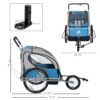 Aosom Elite Two-Wheel Bicycle Cargo Trailer for Two Children with 2 Security Harnesses & Storage, Blue - Image 2