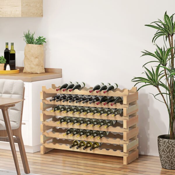 HOMCOM Elegant 72-Bottle Wooden Wine Rack, Stackable Storage, Natural Wood Finish, for Kitchen or Cellar | Aosom.com
