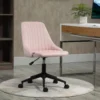 Vinsetto Mid-Back Office Chair, Velvet Fabric Swivel Scallop Shape Computer Desk Chair for Home Office or Bedroom, Pink - Image 2