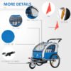 Aosom Elite 360 Swivel Bike Trailer for Kids Double Child Two-Wheel Bicycle Cargo Trailer With 2 Security Harnesses, Blue - Image 5