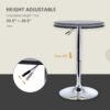 HOMCOM Bistro Bar Table 25", Round, Adjustable Height, Chrome Steel Base, for Home Bar, Kitchen, Dining - Black/Chrome | Aosom.com - Image 3