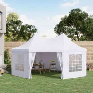 Outsunny 22x16 Large Octagon White Party Canopy Gazebo Tent - 8-Wall Elegant Outdoor Shelter | Aosom.com