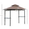 Outsunny 8' Patio BBQ Grill Gazebo Canopy, 2 Tier - Flame Retardant Cover, Large Storage, Stylish Utility for Outdoor Cooking | Aosom.com - Image 2