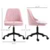 Vinsetto Mid-Back Office Chair, Velvet Fabric Swivel Scallop Shape Computer Desk Chair for Home Office or Bedroom, Pink - Image 3