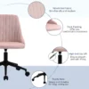 Vinsetto Mid-Back Office Chair, Velvet Fabric Swivel Scallop Shape Computer Desk Chair for Home Office or Bedroom, Pink - Image 7