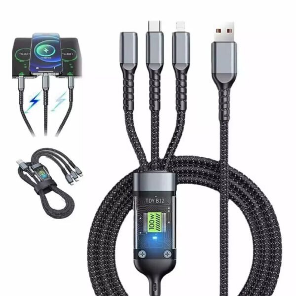 Transparent Luminous 3-in-1 Super Fast Charging Cable, USB Cable Fast Charging
