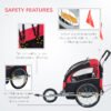 Aosom Elite Red 3-Wheel Bicycle Trailer for Kids, Safe Two-Child Carrier with Ample Storage & Safety Harnesses - Image 4