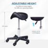 HOMCOM Hydraulic Swivel Rolling Stool, Adjustable Salon Tattoo Spa Chair in PU Leather Black for Professional Use | Aosom.com - Image 3