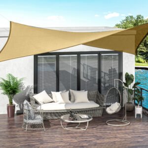 Outsunny 20x13 ft Rectangle Sun Shade Sail Sand Canopy UV Protection with D-Rings for Patio Yard | Aosom.com